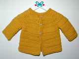 Csenge Anna Baby Cardigan and Booties - Mustard Yellow